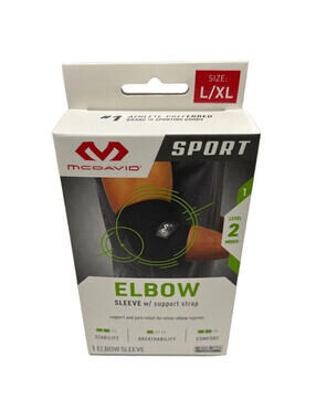 BRAND NEW McDavid Sport Elbow Compression Knit Sleeve w/Support Strap L/XL BLACK